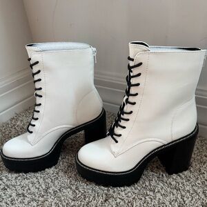 Madden Girl White Combat Boots